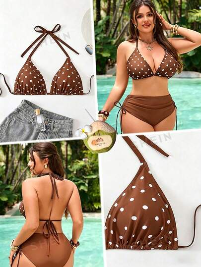 Swim Vcay Áo bơi cỡ lớn chấm bi phong cách tối giản ngọt ngào