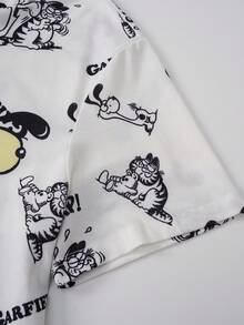 GARFIELD | SHEIN Cartoon Print Short Sleeve Top And Shorts Pajama Set For Men - White - View 6