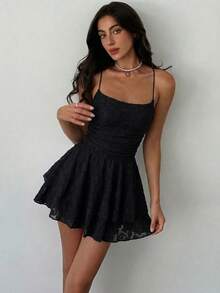 Aloruh Women's Sexy Solid Color Backless Camisole Romper For Summer - Black - View 4