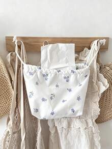 Muroi Mono 1 pièce Sac de rangement pour mouchoirs à cordon avec imprimé floral, boîte à mouchoirs portable en polyester épaissi et imperméable, motif fleurs bleues et blanches, mignon et coquet, esthétique, léger et anti-poussière, organisateur de serviettes pliable et réutilisable, multi-usage pour cosmétiques et articles de toilette, accessoire de décoration de style bohème romantique pour la chambre, la salle de bain, le salon, le bureau, la voiture, les voyages, l'appartement, la chambre d'étudiant, décoration quotidienne, essentiel pour les fêtes et les vacances - Voir 6
