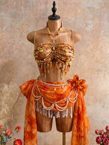 Mistrie Women's Beaded Crystal Decorated Sexy Beach Camisole - Multicolor - View 1
