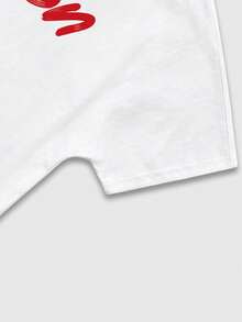 ROMWE MEN Goth Camiseta de manga corta con estampado de manga de murciélago para hombres, adecuada para primavera y verano - Blanco - Ver 5