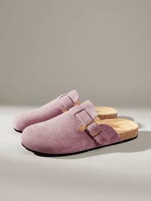 Solecia Women's New One-Pedal Half-Pack Slippers Imitation Suede Material Is Comfortable And Versatile - Purple - View 2