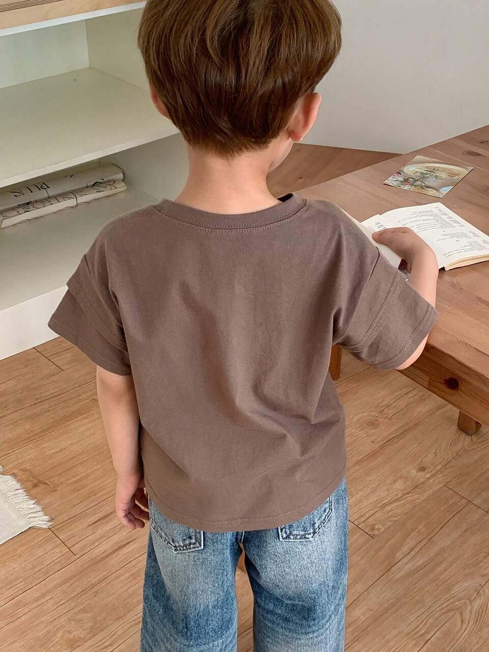 Young Boy Round Neck Letter Print Casual Versatile Daily Wear Short Sleeve T-Shirt Summer
