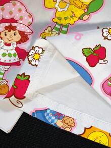 Strawberry Shortcake X SHEIN Plus Size Cartoon Character & Strawberry Print Casual Round Neck Short Sleeve T-Shirt - White - View 6