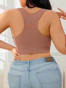 SHEIN 1 chiếc áo ngực thể thao không đường may dành cho nữ, cỡ lớn, thích hợp mặc ngoài. - Màu nâu  Mocha - Xem 2