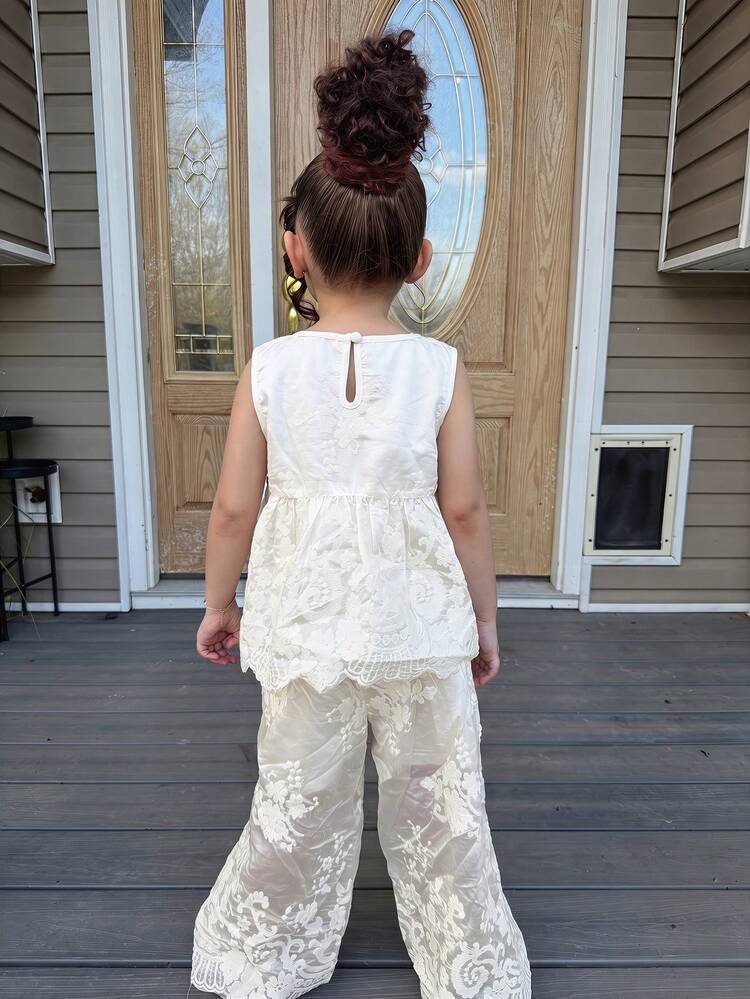 Sleeveless Shirt Top + Wide Leg Pants Girls (Small) Shirt Set