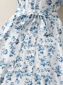 GlowEve 2026 Summer New V-Neck Beaded Floral Print Ruffle Sleeve Dress For Women Golf White Sexy - Multicolor - View 4