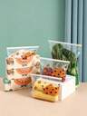 Zazumi 1pc Reusable Small Kitchen Storage Bag With Sliding Zipper - Transparent Plastic Food Organizer That Can Hold Fruits, Vegetables, Snacks, Grains, And Travel Essentials, Labeled For Easy Identification, Perfect For Organizing Refrigerators And Storage Rooms, Snack Storage, Transparent Design, Visible Content Storage, Kitchen Organization, And Storage
