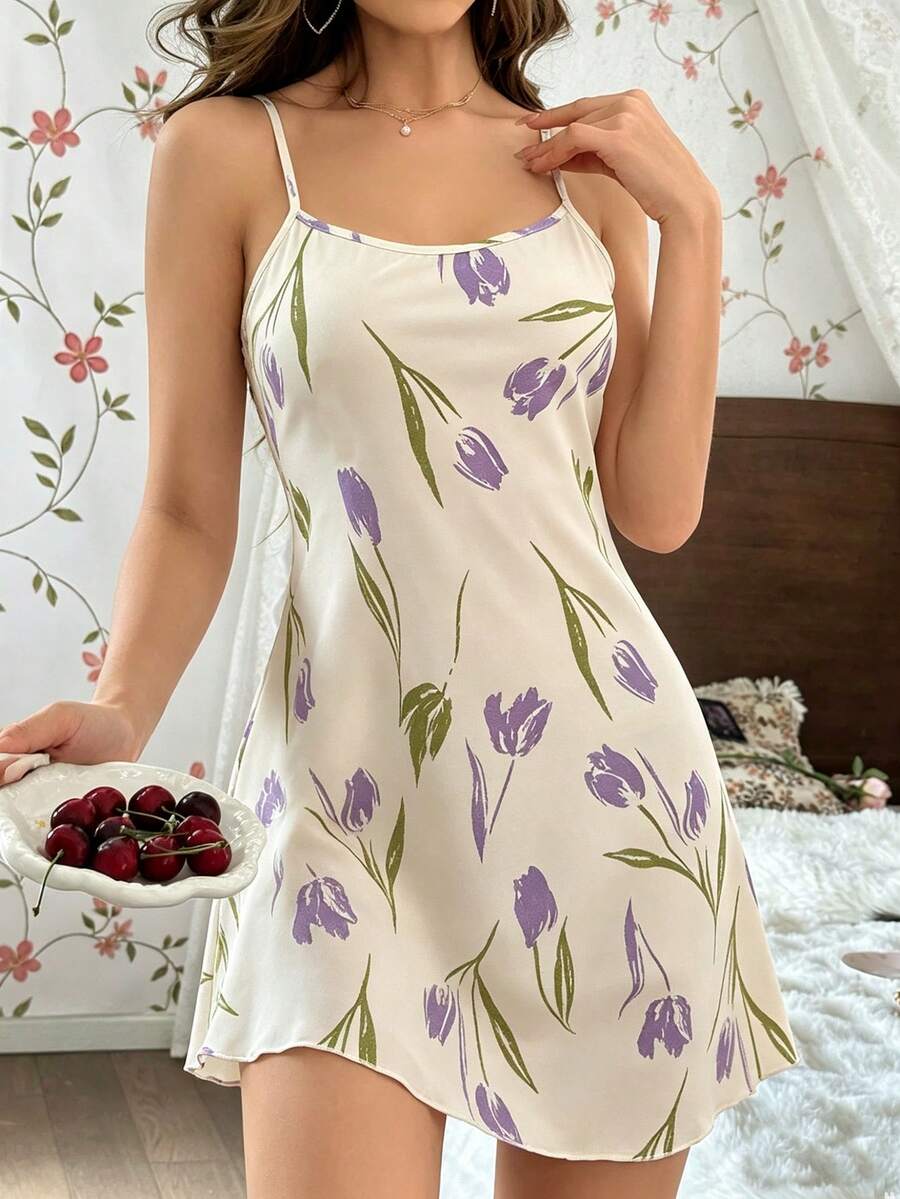 CottageSlumber Váy ngủ dây mảnh in hoa Đầm ngủ Pyjama họa tiết hoa lộng lẫy, ấm cúng và thanh lịch - Nhiều màu - Xem 1