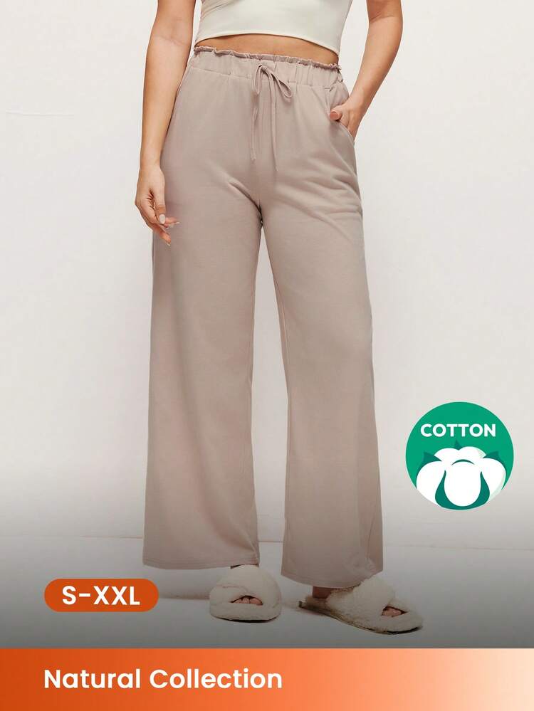 Soft Cotton Wide Fit Women Lounge Bottom Pajama Pants Pajama Style Trousers