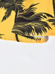 Manfinity RSRT Men's Summer Vacation Coconut Tree Print Button-Front Shirt And Shorts 2 Pieces Set, Holiday - Multicolor - View 5
