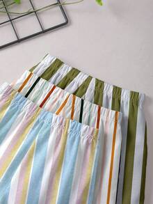 SHEIN 3pcs Baby Boy Casual Comfortable Shorts Set, Classic Summer Striped Print Pattern, Suitable For Vacation, Spring/Summer - Multicolor - View 3