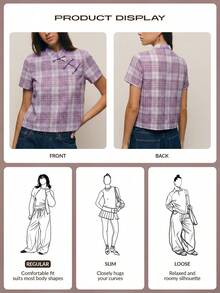 Nöista This Girly Top Features A Stand-Up Collar With Chinese-Inspired Elements.Three Buttons Add An Oriental Touch.The Short-Sleeved, Straight Fit. - Mauve Purple - View 12