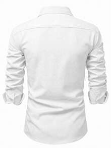Manfinity Bizformal Camisa de manga larga de tela estampada de vestir informal para hombres - Blanco - Ver 2