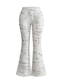 ROMWE Y2K Vintage Style Washed Skinny Flare Jeans - White - View 1