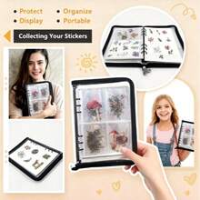 Álbum de anillas con cremallera para coleccionistas de pegatinas A5 - Organizador de almacenamiento de plástico PVC reutilizable con papel de liberación en blanco y múltiples bolsillos para adultos, scrapbooking, diarios, manualidades, álbum de coleccionista - Multicolor - Ver 2