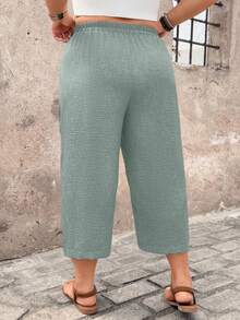 Breezaya Pantalones casuales para mujer talla grande, pantalones texturizados cómodos de 7/8, para vacaciones de primavera/verano en el campo - Blue Day - Ver 2