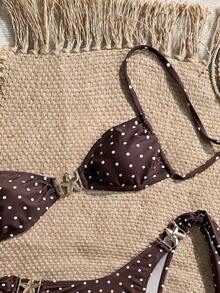 Swim Mod Women's Tropical Print Two Pieces Bikini Set, Casual Holiday - Multicolor - View 5