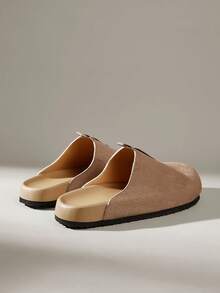 Solecia Bolso de ante caqui con cabezal de arrastre, suela gruesa, zapatos delgados para ir al trabajo - Marrón - Ver 4