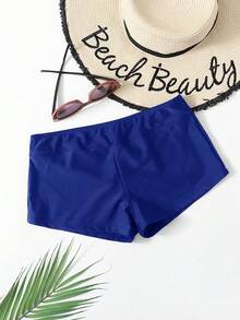 Swim Basics 女士纯色泳裤，适合夏季度假和海滩穿着 - 藏蓝色 - 查看 4