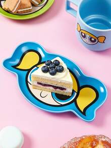THE POWERPUFF GIRLS X SHEIN 1个卡通造型陶瓷迷你碟，适合盛放甜点、水果、少量食物，也可用于家居收纳，例如存放钥匙、首饰等。适用于微波炉和洗碗机。适合家庭使用。图案寓意友谊、花朵、泡泡、毛茛花、魔力。 - 藍色 - 查看 4