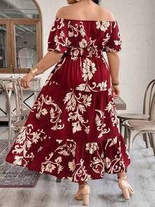 GlowEve CURVE Vestido rojo elegante y romántico de hombros descubiertos para mujer de talla grande, para verano - Rojo - Ver 2