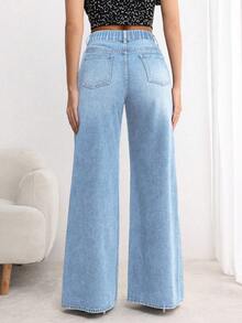 EMERY ROSE Plus Size Women's Vintage Washed Denim Jeans, Spring/Summer - Light Wash - View 2