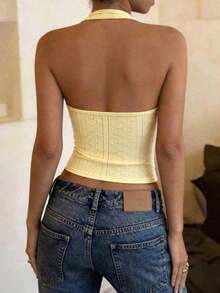 DrmWander Women's Summer Vacation Casual Halter Backless Top - Multicolor - View 2