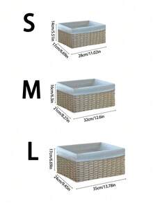 1 PC Rectangular Natural Rattan Woven Bohemian Water Gourd Shape Storage Basket With Built In Handle Handwoven Organizer For Living Room Shelf Bathroom Toilet Paper Desk Accessories Keys Cosmetics Home Decoration Small Items Home Decor Gift - Yellow - View 9