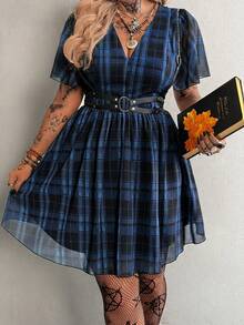 Whyspr Plus Size Spring/Summer Plaid Vacation Dress - Multicolor - View 5