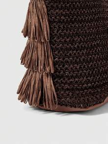 ROMWE Kawaii Holiday Style Fashion Casual Woven Slanted Shoulder Bag - coffee color - View 5
