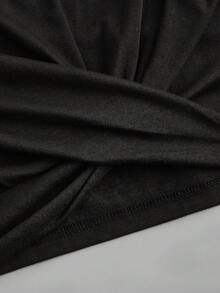 SHEIN Essnce Áo thun nữ cỡ lớn cổ tròn thiết kế xoắn, gợi cảm, thoải mái, màu đen trắng, nhiều chiếc. - trắng - Xem 8