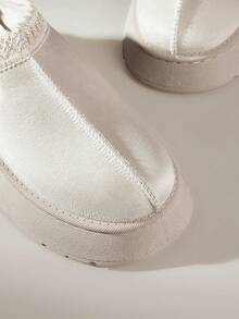 Solecia Women's Platform Shoes, Imitation Suede Fabric, Fashionable And Versatile Street Style, Sewing Design, Non-Slip And Breathable Comfortable Platform Shoes, Solid Color Casual Slouchy Style, All Match Version With College Retro Style, Suitable For All Seasons - Beige - View 5