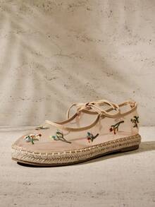 SHUZIA Women's Elegant Mary Jane Espadrilles Flats - Beige - View 4