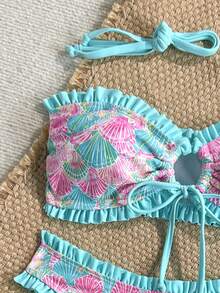 Soleia Women's Beach Vacation Shell Print Swimwear Set - Multicolor - View 4
