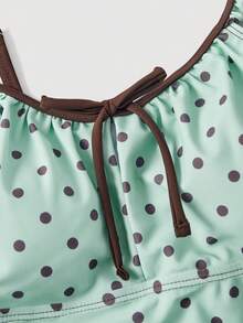 SHEIN MOD Women's Sweet Polka Dot Ruffle Armhole Bikini Set, Beach & Resort Style For Summer - Mint Green - View 5