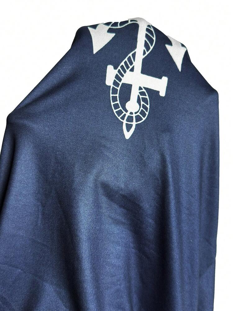 Plus Size Women's Casual Anchor Print Sleeveless Knit Dress, Summer