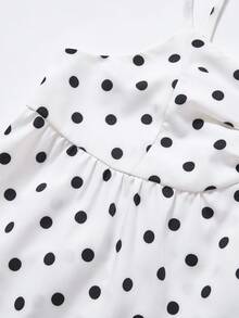 SHEIN 少女波点A字连衣裙，配金属肩带扣 - 白色 - 查看 6