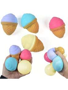 MINKOJA MINKOJA 1/2/5 piezas Juguetes Squish para recuerdos de fiesta, Squishies Kawaii, Juguetes sensoriales de helado, Rellenos para canastas de Pascua y bolsas de regalo, Pelotas antiestrés, Estilos y colores aleatorios - Multicolor - Ver 4
