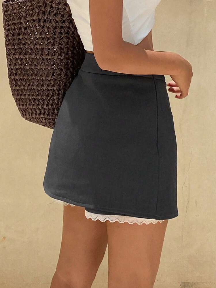Women's Solid Color A-Line Mini Skirt, Casual Vacation Summer Skirt