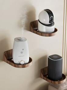 Haus Hana Router Monitor Bracket, Peach Wood Grain Household Camera Wall Mounted Shelf, No Punching Router Top Box Bracket, Monitor Bracket, Household Item Storage Rack, Peach Wood Grain Monitoring Storage Rack, Camera Bracket, Easy To Install Wall Mounted With No Punching, Equipped With Outlet Below, ABS Thickened Material Moisture-Proof And Rust Proof, Durable And Strong Load-Bearing Capacity, Suitable For Moving, Housewarming Gifts, Home Decoration, And Home Essentials. - Multicolor - View 2