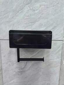 1 pièce Porte-papier toilette avec boîte de rangement, noir, avec étagère de rangement, design de tiroir amélioré, distributeur de papier hygiénique mural, étagère de rangement murale pour salle de bain, décoration de salle de bain, organisateur de salle de bain, décoration d'automne, rentrée des classes - Noir - Voir 15