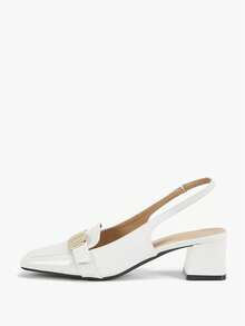 Alvarani 2026 Retro French Solid Color Stylish Office Commute Thick Heel Metal Buckle Thick Heel Pumps, New Summer Date Home High Heel Shoes For Women, Elegant,Elegant - White - View 8