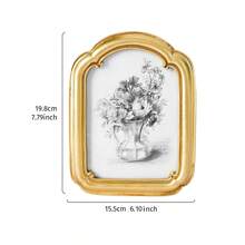 Cirelle 1pc Vintage Baroque Photo Frame, Ornate Gold Arch Picture Frame, Antique Elegant Desk Top Display Frames For Home Decor, Wedding - Curved door photo frame - View 3