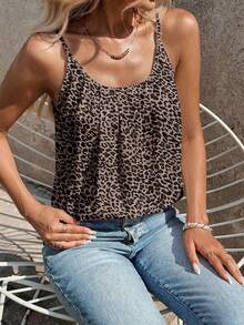 SHEIN LUNE Women's Leopard Print Camisole Top, Fashionable For Beach Vacation - Multicolor - View 6