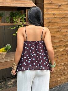 SHEIN SunnyBelle Women's Dot & Floral Print Camisole Top, Suitable For Beach, Vacation, Commute - Purple - View 3