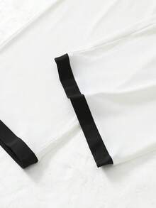 GlowEve CURVE Plus Size Strapless Waist Belt Straight Jumpsuit Evening Formal Black And White Summer Elegant - White - View 3
