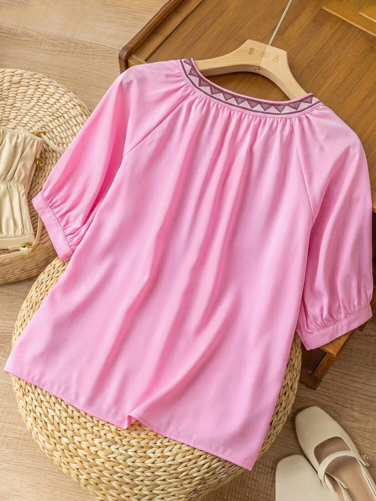 Plus Size Women Spring Casual Floral Print Short Sleeve Blouse Beach Outfit For Women Summer Outfits For Women Casual Blouses For Women