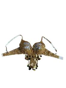 Women's Shiny Belly Dance Bra Top, Sequin Fringe Bra Top, Carnival Costume, Dance Wear - Multicolor - View 8